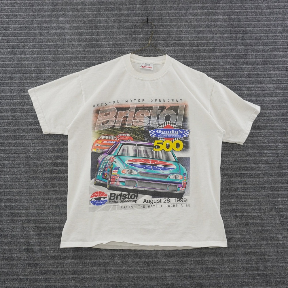 Vintage 90s Chase Authentics T-Shirt Mens M White Bristol Motor Speedway 500